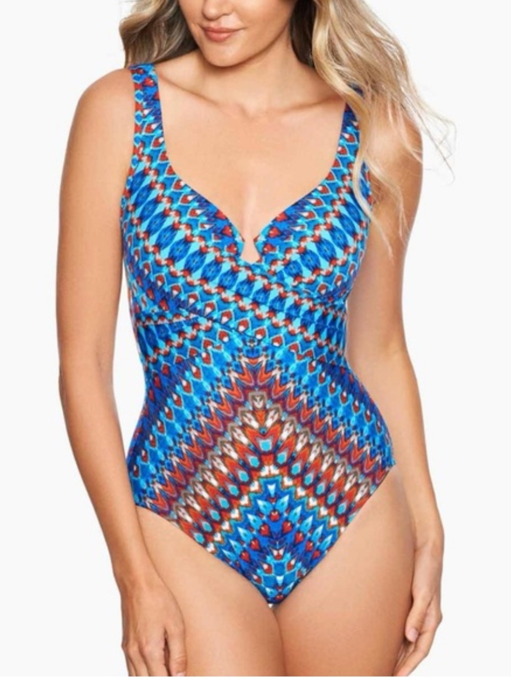 MIraclesuit Women’s Blue Patterned One-Piece Swimsuit NEW 12